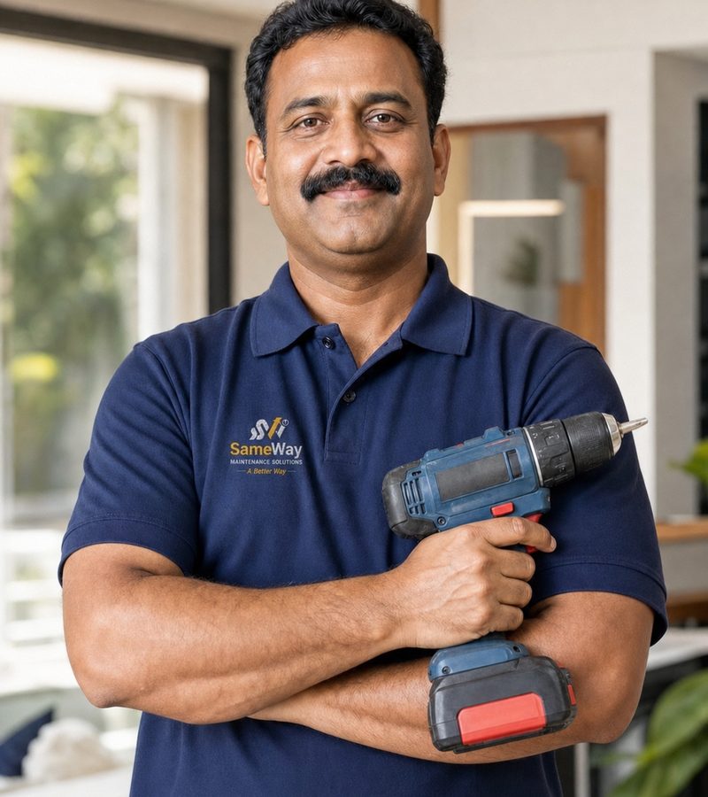 Experienced Sameway maintenance technician in branded uniform