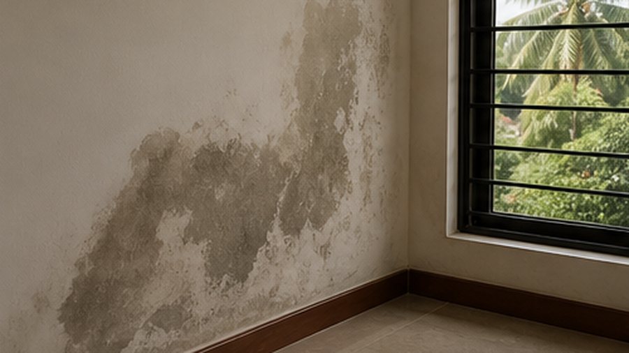 Damp patch on wall after rain: leak or seepage?