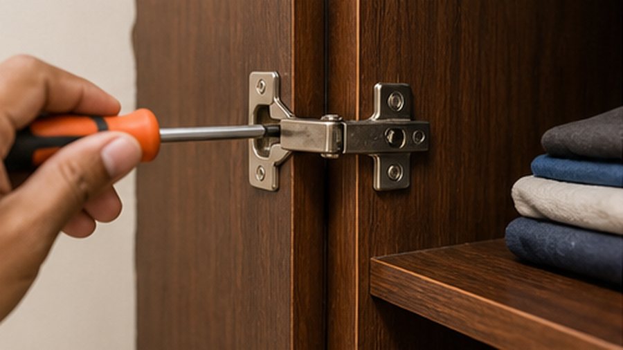 Wardrobe door hinge loose or coming out