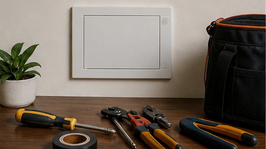 Water seepage near an electrical switch